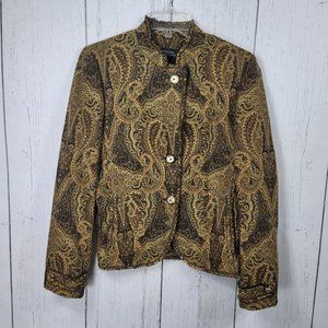 Womens Jones New York brocade paisley pattern blouse blazer jacket size 4 vtg